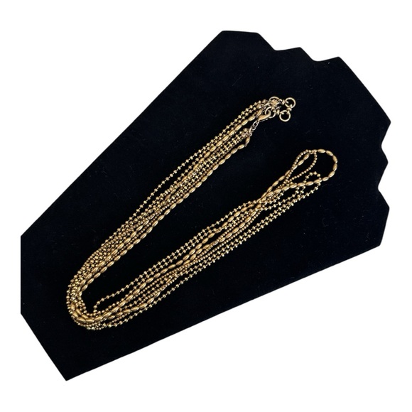 Lucky Brand | Gold-Tone Multi-Strand Bead Chain Long Necklace - Picture 5 of 16